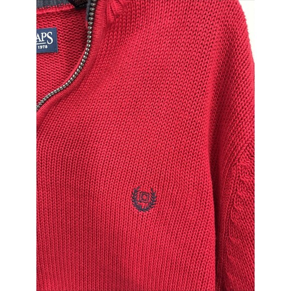 Vintage Chaps Red 1/4 Zip Pullover Y2K 90s Retro Holiday Designer Sweater SzL - Picture 3 of 4